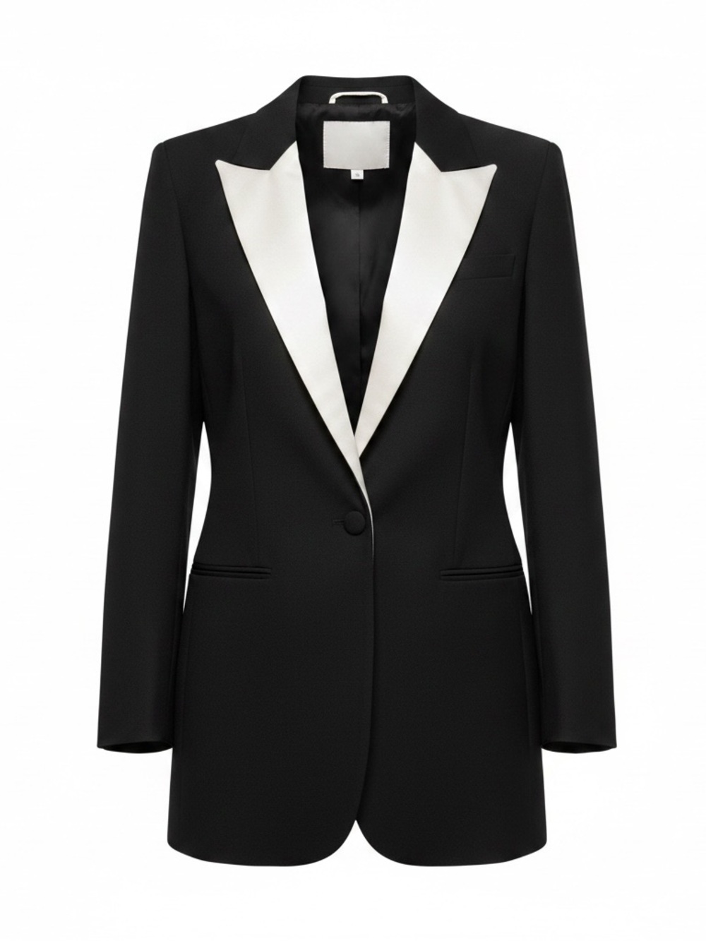 Zara Black and White Satin-Trim Women's Blazer